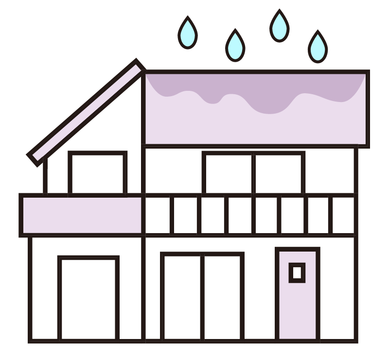 屋根に雨水が染み込むイラスト