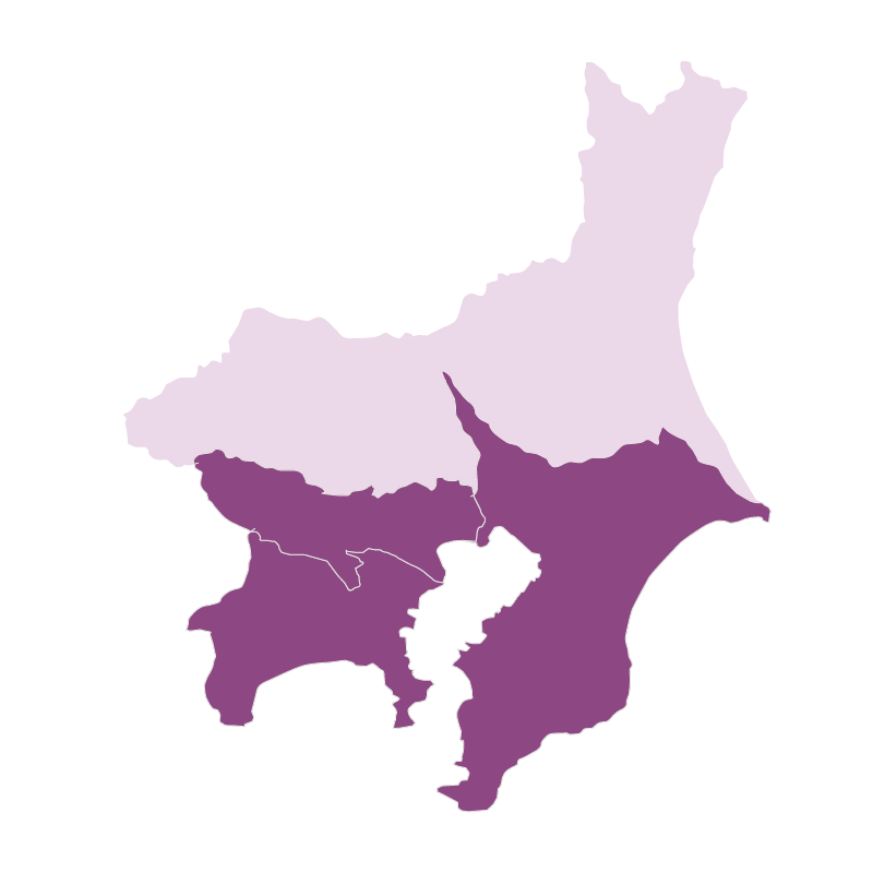 千葉、神奈川、東京の地図